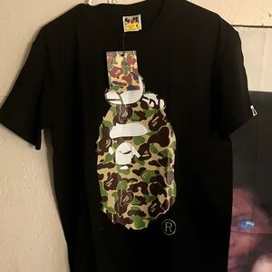 Bape Black Shirt with Camouflage Graphic